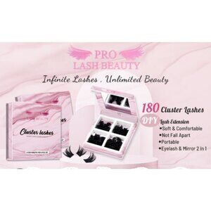 DIY Lash Cluster Extensions 180 Pcs with Mirror & Eyelash Holder Fluffy Soft
